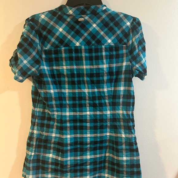 Candies size large blue and black plaid button up - Picture 5 of 6